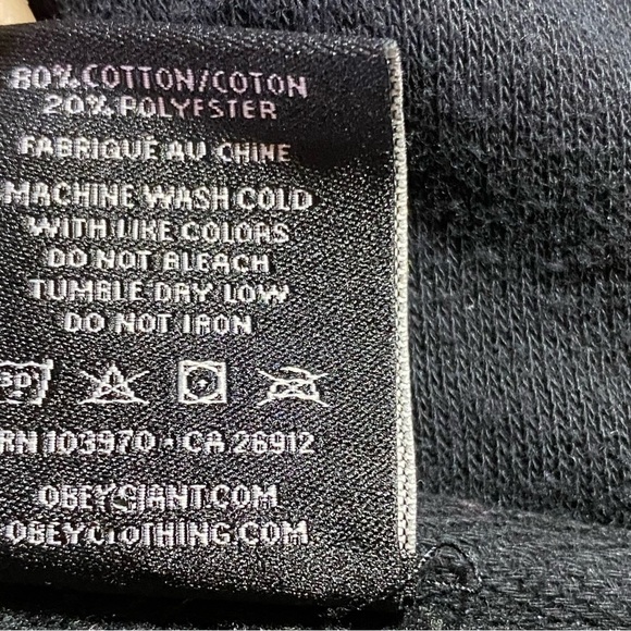 Obey Black Floral Front and Back Graphic Hoodie, Size Medium - Picture 6 of 8